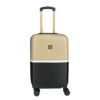 Enrico Benetti Princetown koffer maat M in tweekleurig zwart‑camel design met TSA‑slot en 360° wielen.