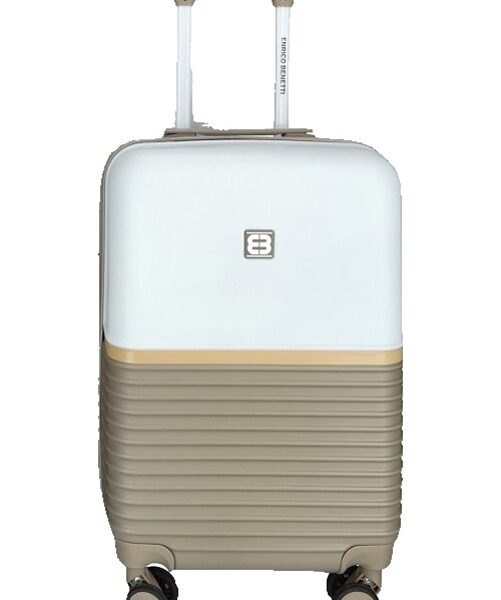 Enrico Benetti Princetown koffer maat M in tweekleurig zwart‑camel design met TSA‑slot en 360° wielen.