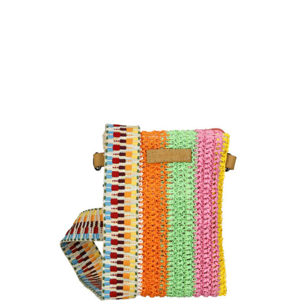 Marbella telefoontas raffia kleurrijk