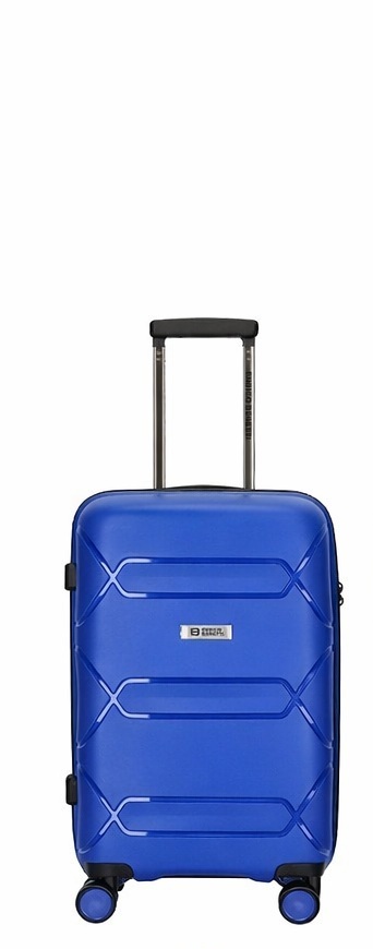 Blauwe Enrico Benetti koffer maat S met 360° wielen en telescopische trekstang.