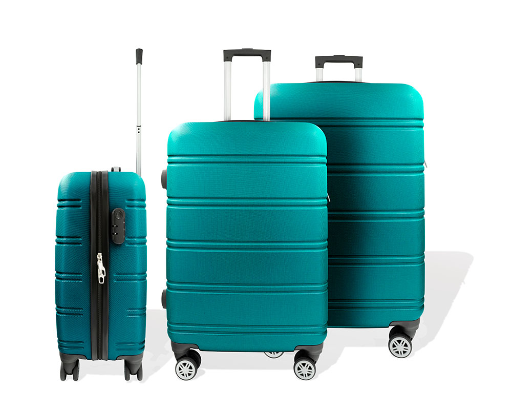 Handbagage koffer groen 56 cm hardcase trolley met 4 wielen en cijferslot