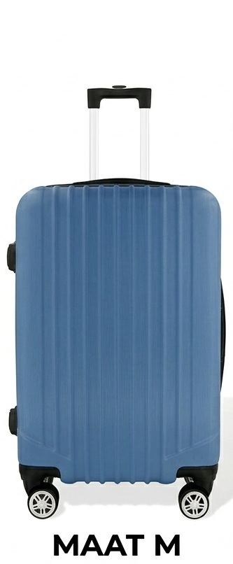 Blauwe middelgrote hardshell koffer maat M met zwenkwielen