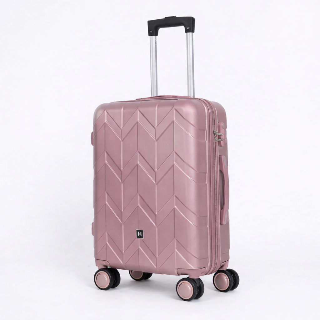 Butterfly handbagage roze paarse hardcase koffer met 360 graden wielen en geometrisch vlinderpatroon