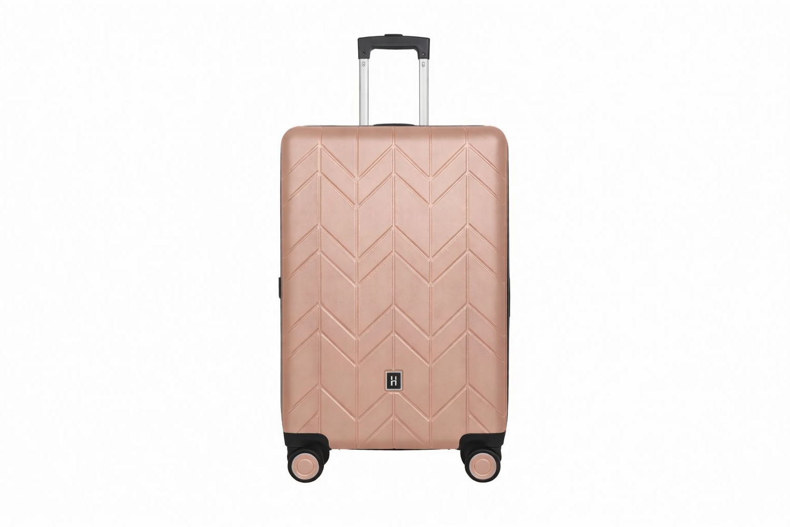 Butterfly middelgrote koffer roségoud maat M hardcase trolley met geometrisch patroon en 360 graden wielen.