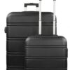 Complete hardshell kofferset zwart maat S en L - Reiskofferset Line 2 stuks met wielen