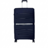 Violet middelgrote koffer blauw maat M hardcase polypropyleen met TSA-slot.