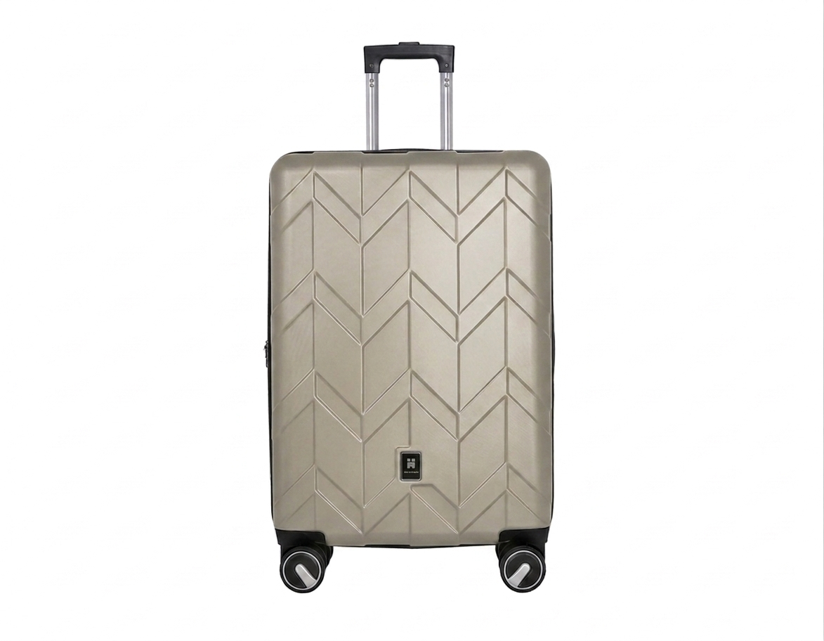 Butterfly grote koffer champagne maat L hardcase trolley met geometrisch patroon en 360 graden wielen.