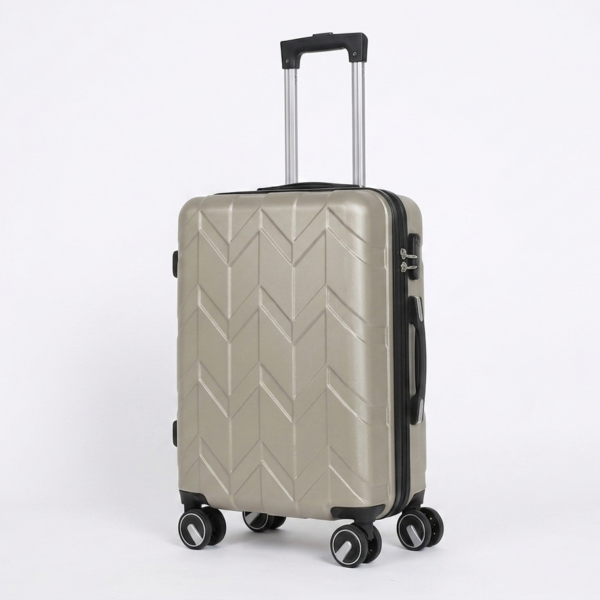 Butterfly handbagage champagne hardcase koffer met 360 graden wielen en geometrisch vlinderpatroon