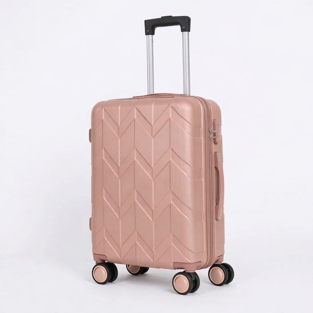 Butterfly handbagage roségoud hardcase koffer met 360 graden wielen en geometrisch vlinderpatroon