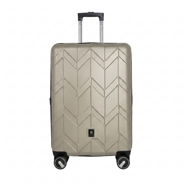 Butterfly middelgrote koffer champagne maat M hardcase trolley met geometrisch patroon en 360 graden wielen.