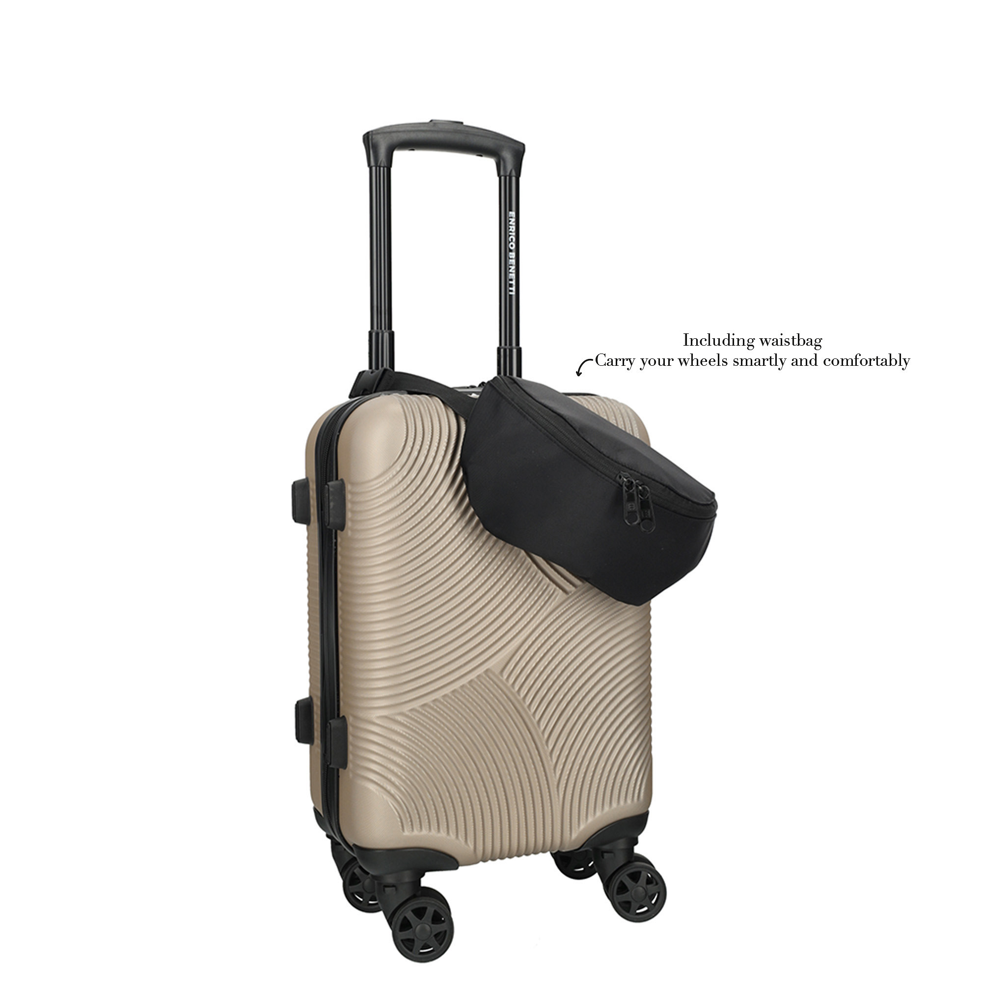 Louisville underseater koffer 40 cm in champagne met opbergtasje voor afneembare wielen