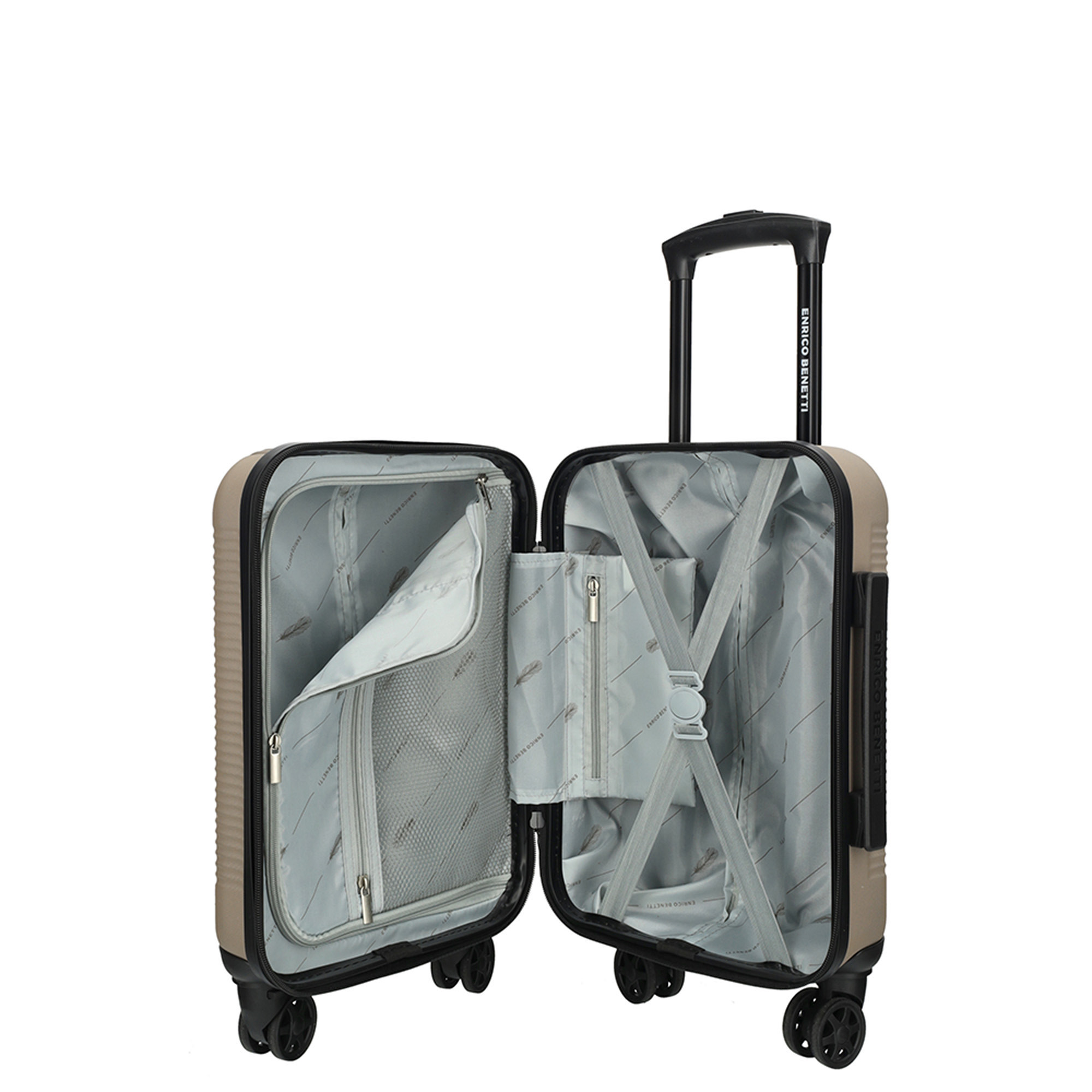 Binnenkant van de Louisville underseater koffer 40 cm in champagne, met georganiseerd interieur